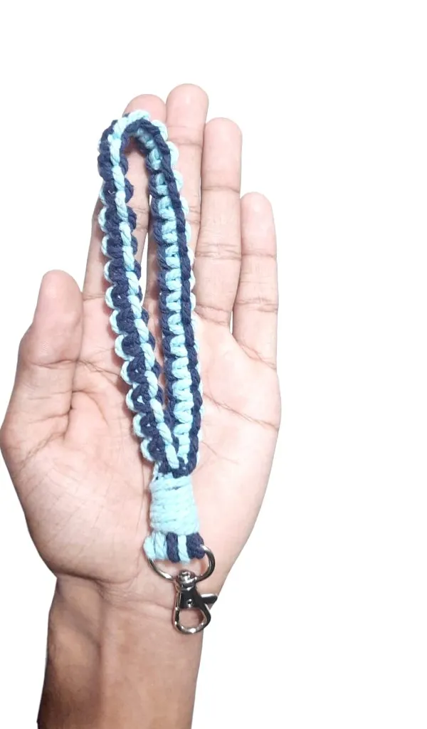 Blue_Macrame_Wristlet_Keychain_Handmade_Braided_Twisted_Hand_Wrist_Lanyard_For_Keys