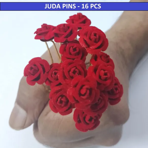 Red_Bridal_Hair_Bun_Pin_Accessories/Fancy_Golden_Juda_Pins_With_Artificial_For_Women_And_Girls_-_Set_Of_16_Pcs
