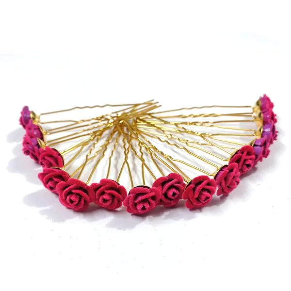 Pink_Bridal_Hair_Bun_Pin_Accessories_Fancy_Golden_Juda_Pins_With_Artificial_For_Women_And_Girls_-_Set_Of_16_Pcs