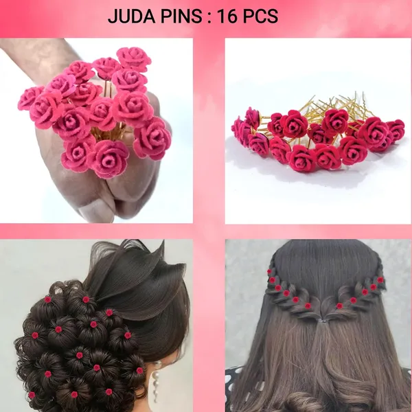 Pink_Bridal_Hair_Bun_Pin_Accessories_Fancy_Golden_Juda_Pins_With_Artificial_For_Women_And_Girls_-_Set_Of_16_Pcs
