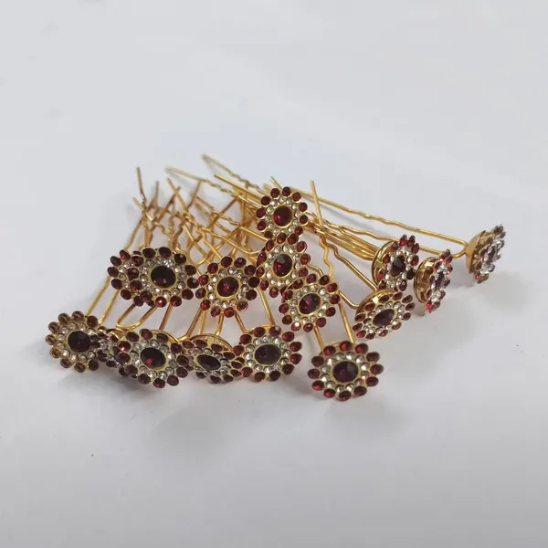 Maroon_Bridal_Hair_Bun_Pin_Accessories/Fancy_Golden_Juda_Pins_With_Rhinestone_For_Women_And_Girls_-_Set_Of_16_Pcs