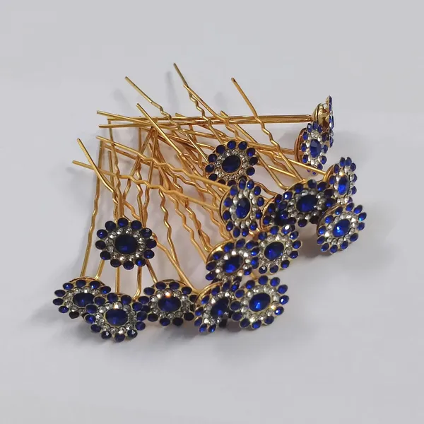 Blue_Bridal_Hair_Bun_Pin_Accessories/Fancy_Golden_Juda_Pins_With_Blue_And_Clear_Rhinestone_For_Women_And_Girls_-_Set_Of_16_Pcs