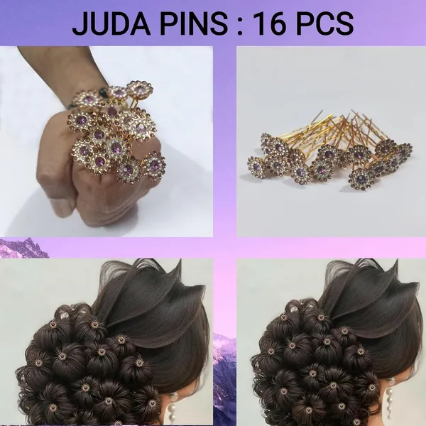 Purple_And_Clear_Bridal_Hair_Bun_Pin_Accessories/Fancy_Golden_Juda_Pins_With_Rhinestone_For_Women_And_Girls_-_Set_Of_16_Pcs
