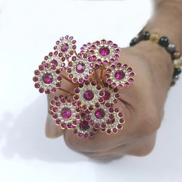 Pink_And_Clear_Bridal_Hair_Bun_Pin_Accessories/Fancy_Golden_Juda_Pins_With_Magenta_And_Clear_Rhinestone_For_Women_And_Girls_-_Set_Of_16_Pcs