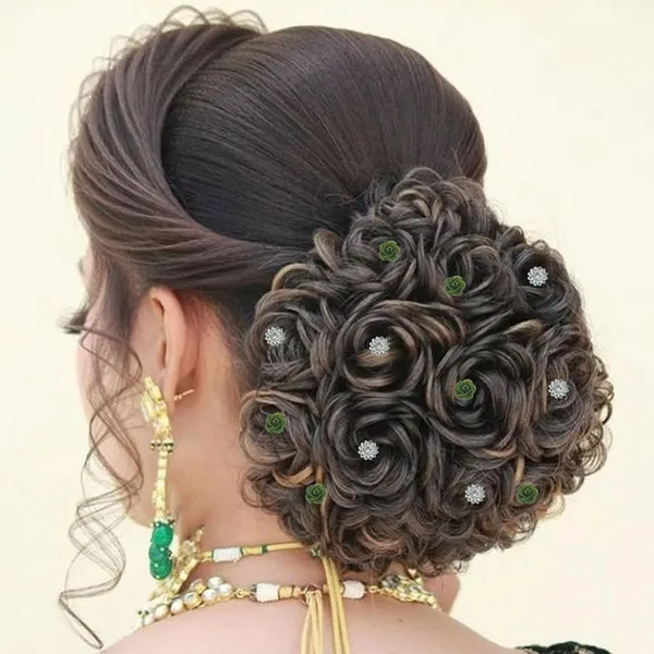 Green_And_Clear_Bridal_Hair_Bun_Pin_Accessories/Fancy_Golden_Juda_Pins_With_Artificial_Rhinestone_For_Women_And_Girls_-_Set_Of_16_Pcs