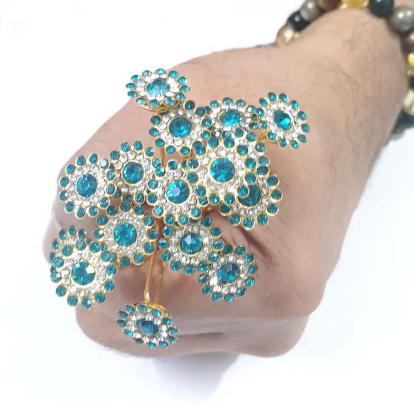 Blue_Bridal_Hair_Bun_Pin_Accessories/Fancy_Golden_Juda_Pins_With_Azure_Rhinestone_For_Women_And_Girls_-_Set_Of_16_Pcs