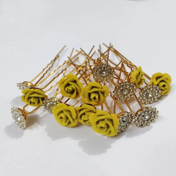 Yellow_Bridal_Hair_Bun_Pin_Accessories/Fancy_Golden_Juda_Pins_With_Artificial_Rhinestone_For_Women_And_Girls_-_Set_Of_16_Pcs