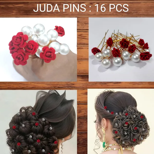 Red_And_White_Bridal_Hair_Bun_Pin_Accessories/Fancy_Golden_Juda_Pins_With_Artificial_Pearls_For_Women_And_Girls_-_Set_Of_16_Pcs