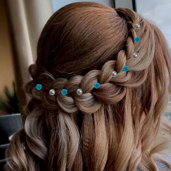 Blue_And_White_Bridal_Hair_Bun_Pin_Accessories/Fancy_Golden_Juda_Pins_With_Artificial_Azure_Pearls_For_Women_And_Girls_-_Set_Of_16_Pcs