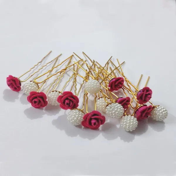 Pink_And_White_Bridal_Hair_Bun_Pin_Accessories/Fancy_Golden_Juda_Pins_With_Artificial_Angoor_Pearls_For_Women_And_Girls_-_Set_Of_16_Pcs