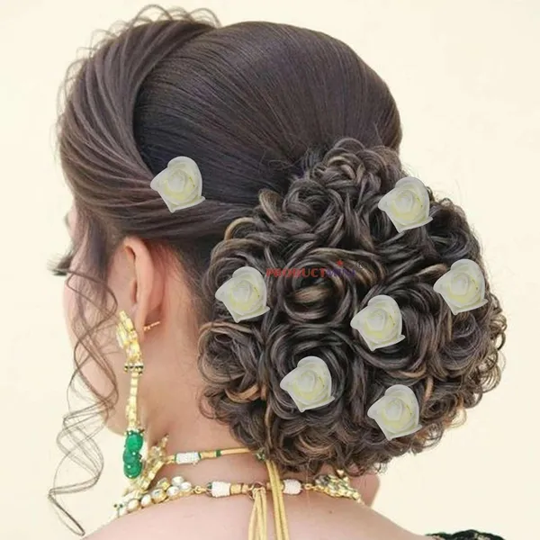 White_Bridal_Hair_Bun_Pin_Accessories/Fancy_Golden_Juda_Pins_With_Artificial_For_Women_And_Girls_-_Set_Of_10_Pcs