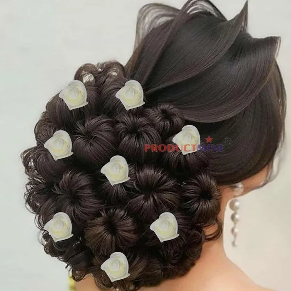 White_Bridal_Hair_Bun_Pin_Accessories/Fancy_Golden_Juda_Pins_With_Artificial_For_Women_And_Girls_-_Set_Of_10_Pcs