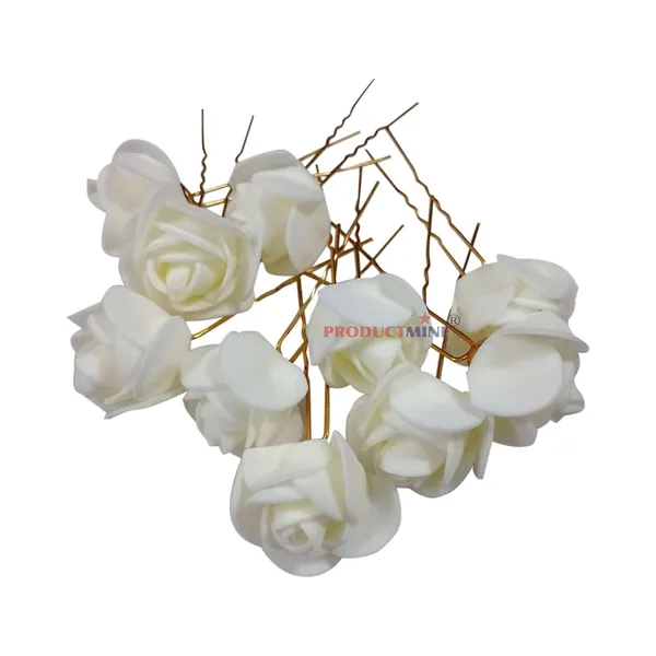 White_Bridal_Hair_Bun_Pin_Accessories/Fancy_Golden_Juda_Pins_With_Artificial_For_Women_And_Girls_-_Set_Of_10_Pcs