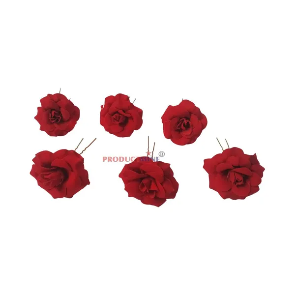 Red_Bridal_Hair_Pin_Bun_Pin_Accessories/Fancy_Golden_Juda_Pins_With_Artificial_Rose_Hair_Pin_For_Women_And_Girls_Hair__-_Set_Of_6_Pcs