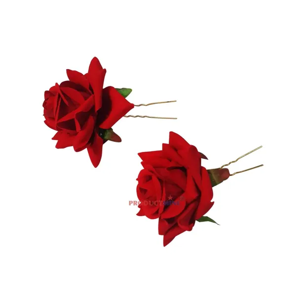 Red_Bridal_Hair_Pin_Bun_Pin_Accessories/Fancy_Golden_Juda_Pins_With_Artificial_Big_Size_6_Cm_Red_Rose_Hair_Pin_For_Women_And_Girls_Hair__-_Set_Of_2_Pcs