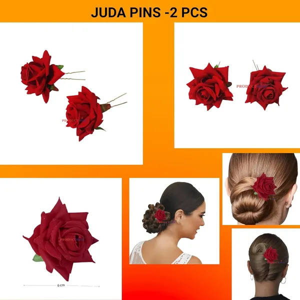 Red_Bridal_Hair_Pin_Bun_Pin_Accessories/Fancy_Golden_Juda_Pins_With_Artificial_Big_Size_6_Cm_Red_Rose_Hair_Pin_For_Women_And_Girls_Hair__-_Set_Of_2_Pcs