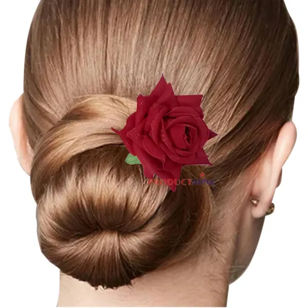 Red_Bridal_Hair_Pin_Bun_Pin_Accessories/Fancy_Golden_Juda_Pins_With_Artificial_Big_Size_6_Cm_Red_Rose_Hair_Pin_For_Women_And_Girls_Hair__-_Set_Of_2_Pcs