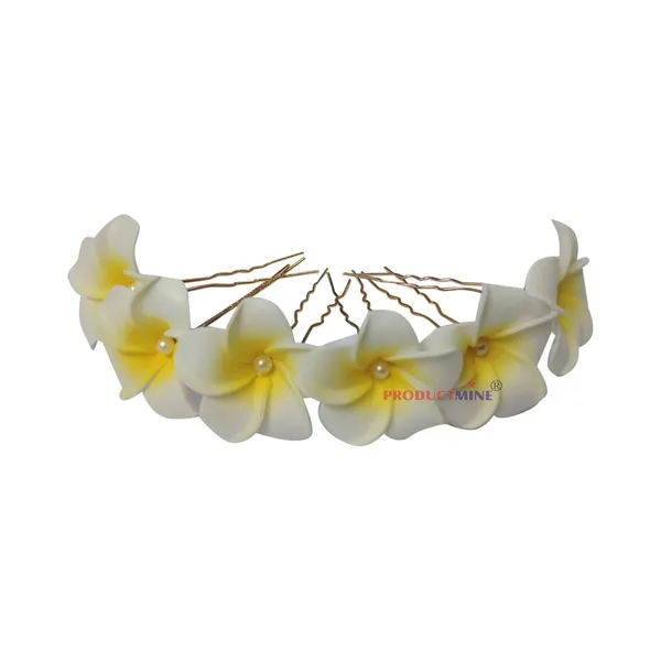 Off_White_Bridal_Hair_Pin_Bun_Pin_Accessories/Fancy_Golden_Juda_Pins_With_Hawaii_Artificial_Champa_Foam_Flower_For_Women_And_Girls_Hair__-_Set_Of_6_Pcs