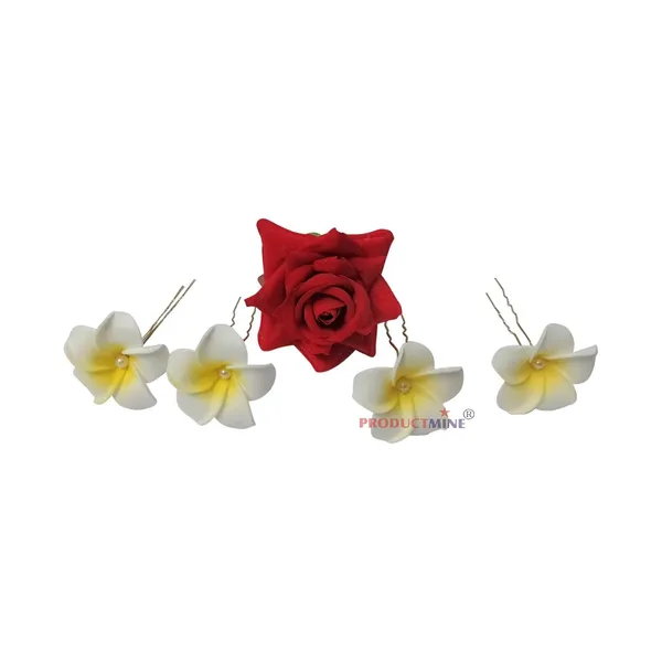 Red_And_Off_White_Bridal_Hair_Juda_Pins_Accessories_With_4_Pc_Hawaii_Artificial_Champa_Foam_Flower_And_1_Big_Size_6_Cm_Rose_Hair_Pin_For_Women_And_Girls_-_Set_Of_5_Pcs