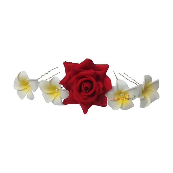 Red_And_Off_White_Bridal_Hair_Juda_Pins_Accessories_With_4_Pc_Hawaii_Artificial_Champa_Foam_Flower_And_1_Big_Size_6_Cm_Rose_Hair_Pin_For_Women_And_Girls_-_Set_Of_5_Pcs