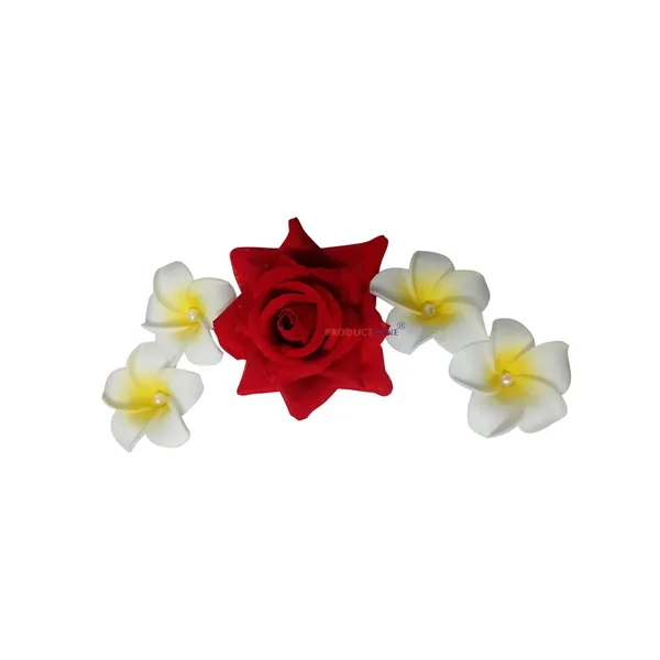 Red_And_Off_White_Bridal_Hair_Juda_Pins_Accessories_With_4_Pc_Hawaii_Artificial_Champa_Foam_Flower_And_1_Big_Size_6_Cm_Rose_Hair_Pin_For_Women_And_Girls_-_Set_Of_5_Pcs