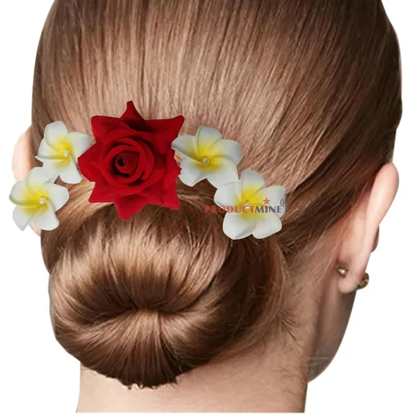 Red_And_Off_White_Bridal_Hair_Juda_Pins_Accessories_With_4_Pc_Hawaii_Artificial_Champa_Foam_Flower_And_1_Big_Size_6_Cm_Rose_Hair_Pin_For_Women_And_Girls_-_Set_Of_5_Pcs