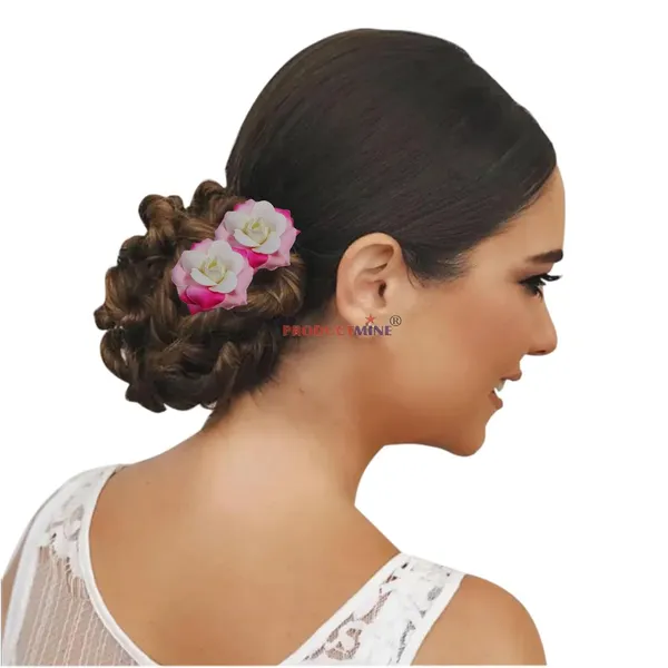 Pink_Bridal_Bun_Pin_Accessories/Fancy_Golden_Juda_Pins_With_Artificial_Hair_Pin_For_Women_And_Girls_Hair__-_Set_Of_6_Pcs