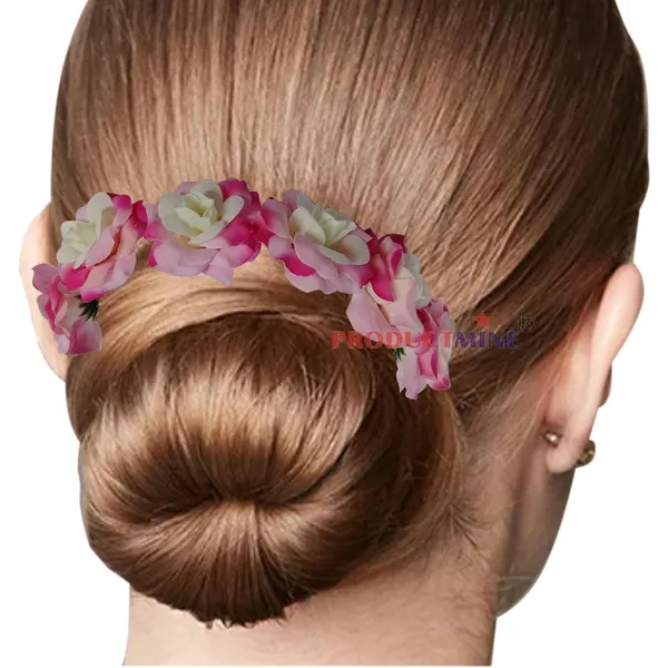 Pink_Bridal_Bun_Pin_Accessories/Fancy_Golden_Juda_Pins_With_Artificial_Hair_Pin_For_Women_And_Girls_Hair__-_Set_Of_6_Pcs
