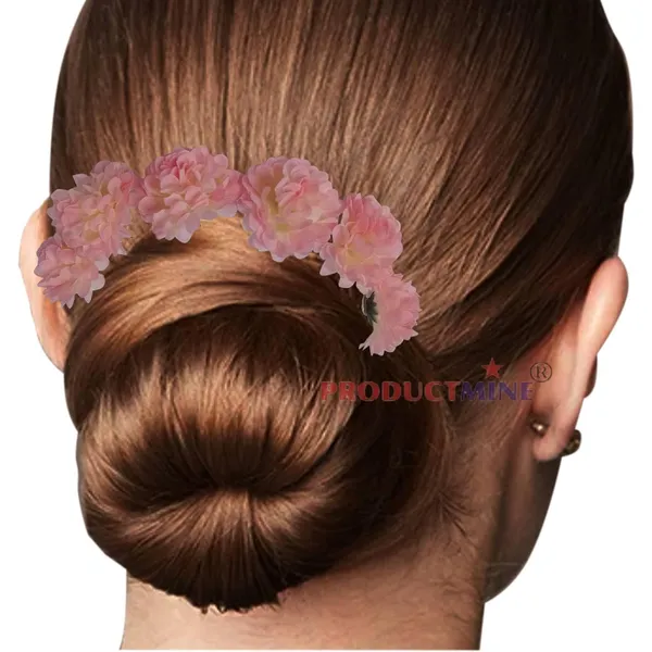 Peach_Bridal_Hair_Pin_Bun_Pin_Accessories/Fancy_Golden_Juda_Pins_With_Artificial_Peach_Flowers_Hair_Pin_For_Women_And_Girls_Hair__-_Set_Of_6_Pcs