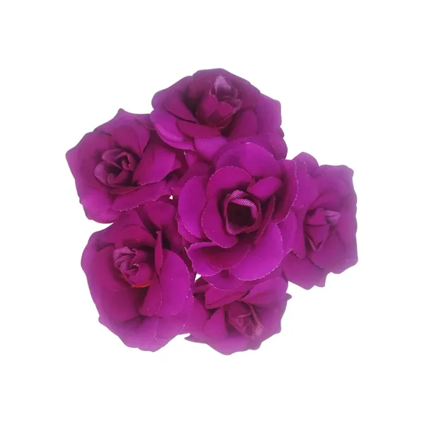 Purple_Bridal_Hair_Pin_Bun_Pin_Accessories/Fancy_Golden_Juda_Pins_With_Artificial_Flowers_Hair_Pin_For_Women_And_Girls_Hair__-_Set_Of_6_Pcs