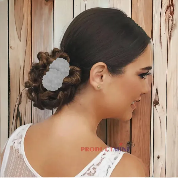 White_Bridal_Hair_Pin_Bun_Pin_Accessories/Fancy_Golden_Juda_Pins_With_Artificial_Flowers_For_Women_And_Girls_Hair__-_Set_Of_6_Pcs
