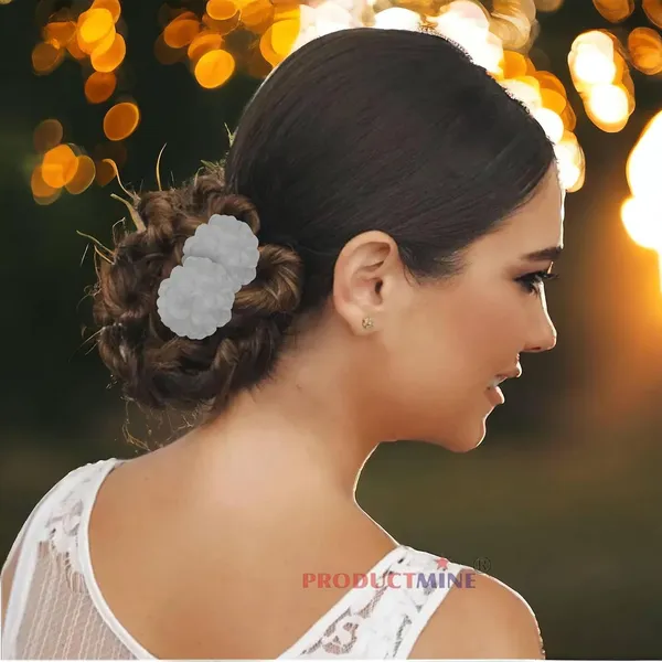 White_Bridal_Hair_Pin_Bun_Pin_Accessories/Fancy_Golden_Juda_Pins_With_Artificial_Flowers_For_Women_And_Girls_Hair__-_Set_Of_6_Pcs