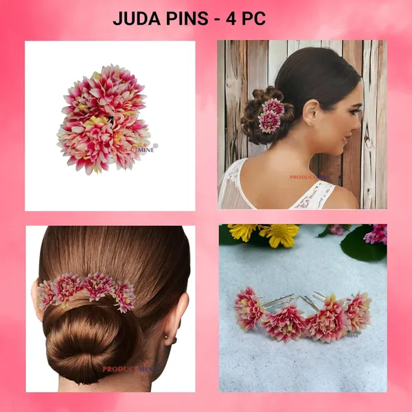 Magenta_Pink_Bridal_Hair_Pin_Bun_Pin_Golden_Juda_Pins_With_Artificial_Big_6_Cm_Magenta_Flowers_Hair_For_Women_Wedding_-_Set_Of_4_Pcs