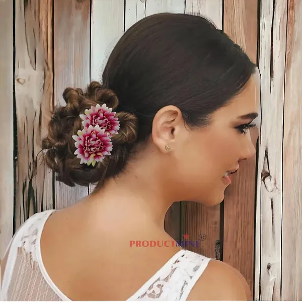 Magenta_Pink_Bridal_Hair_Pin_Bun_Pin_Golden_Juda_Pins_With_Artificial_Big_6_Cm_Magenta_Flowers_Hair_For_Women_Wedding_-_Set_Of_4_Pcs