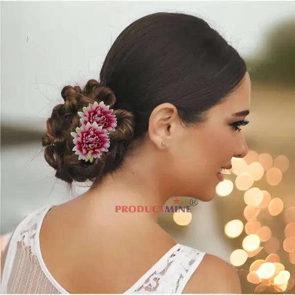 Magenta_Pink_Bridal_Hair_Pin_Bun_Pin_Golden_Juda_Pins_With_Artificial_Big_6_Cm_Magenta_Flowers_Hair_For_Women_Wedding_-_Set_Of_4_Pcs