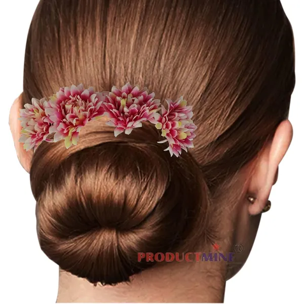 Magenta_Pink_Bridal_Hair_Pin_Bun_Pin_Golden_Juda_Pins_With_Artificial_Big_6_Cm_Magenta_Flowers_Hair_For_Women_Wedding_-_Set_Of_4_Pcs