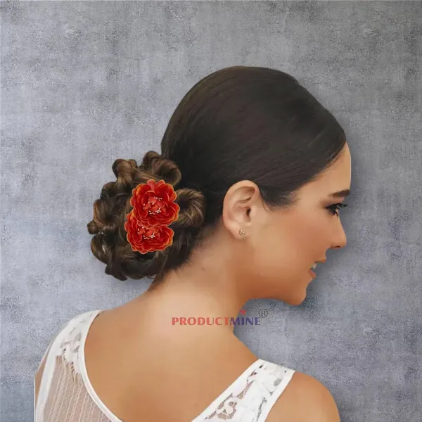 Dark_Orange_Bridal_Hair_Pin_Bun_Pin_Golden_Juda_Pins_With_Artificial_Big_4.5_Cm_Flowers_Hair_Pin_For_Women_And_Girls_Hair__-_Set_Of_4_Pcs