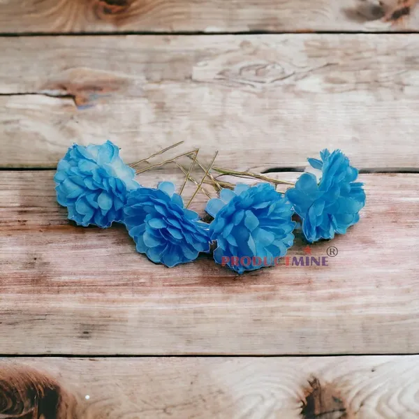Sky_Blue_Bridal_Bun_Pin_Fancy_Golden_Juda_Pins_With_Artificial_Big_4.5_Cm_Sky_Blue_Color_Flowers_Hair_Pin_For_Women_And_Girls_Hair__-_Set_Of_4_Pcs