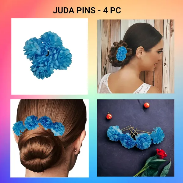 Sky_Blue_Bridal_Bun_Pin_Fancy_Golden_Juda_Pins_With_Artificial_Big_4.5_Cm_Sky_Blue_Color_Flowers_Hair_Pin_For_Women_And_Girls_Hair__-_Set_Of_4_Pcs