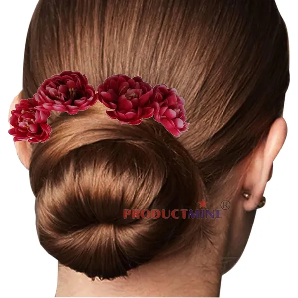 Magenta_Pink_Bridal_Bun_Pin_Golden_Juda_Pins_With_Artificial_Big_5_Cm_Magenta_Flowers_Hair_Pin_For_Women_And_Girls_Hair__-_Set_Of_4_Pcs