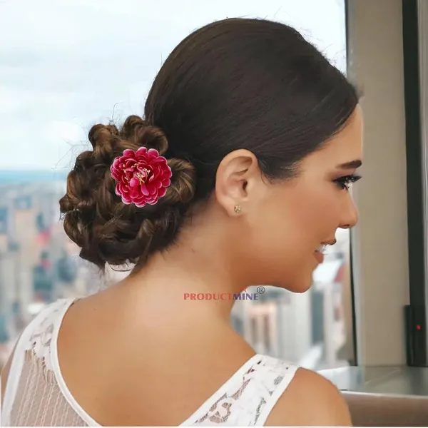 Magenta_Pink_Bridal_Bun_Pin_Golden_Juda_Pins_With_Artificial_Big_5_Cm_Magenta_Flowers_Hair_Pin_For_Women_And_Girls_Hair__-_Set_Of_4_Pcs