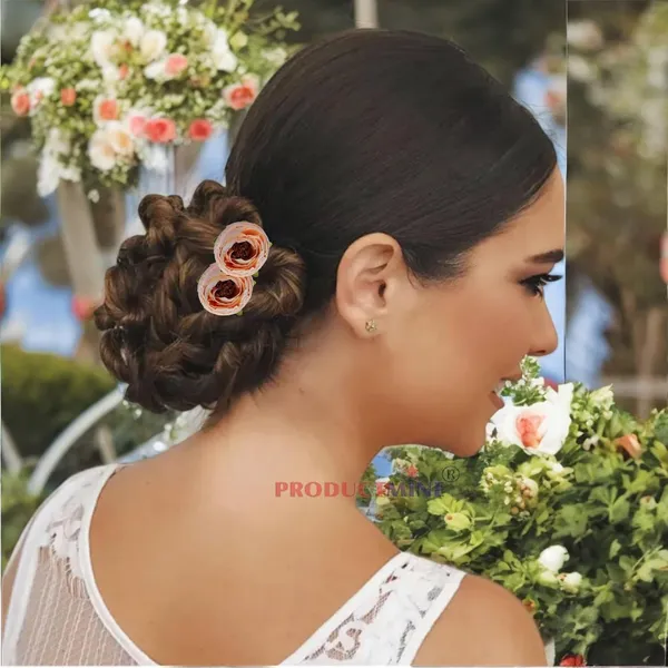 Peach_Bridal_Hair_Pin_Accessories/Fancy_Golden_Juda_Pins_With_Artificial_Big_4_Cm_Peach_Color_Flowers_Hair_Pin_For_Women_And_Girls_Hair__-_Set_Of_6_Pcs