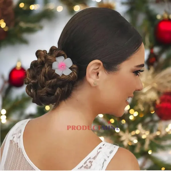 Pink_Bridal_Hair_Pin_Accessories/Fancy_Golden_Juda_Pins_With_Hawaii_Artificial_Champa_Foam_Flower_Hair_Pin_For_Women_And_Girls_Hair__-_Set_Of_6_Pcs