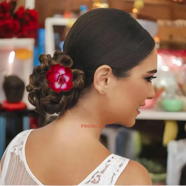 Magenta_Pink_'_Bridal_Hair_Pin_Bun_Pin_Accessories/Fancy_Golden_Juda_Pins_With_Artificial_Magenta_For_Women_And_Girls_Hair__-_Set_Of_6_Pcs