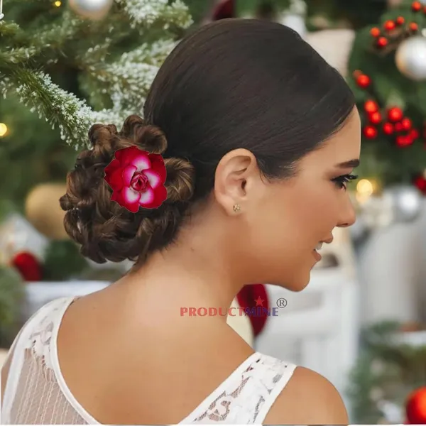 Magenta_Pink_'_Bridal_Hair_Pin_Bun_Pin_Accessories/Fancy_Golden_Juda_Pins_With_Artificial_Magenta_For_Women_And_Girls_Hair__-_Set_Of_6_Pcs