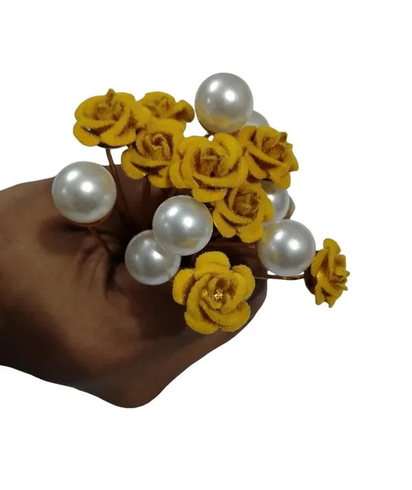 Yellow_And_White_Bridal_Hair_Bun_Pin_Accessories/Fancy_Golden_Juda_Pins_With_Artificial_Pearls_For_Women_And_Girls_-_Set_Of_16_Pcs