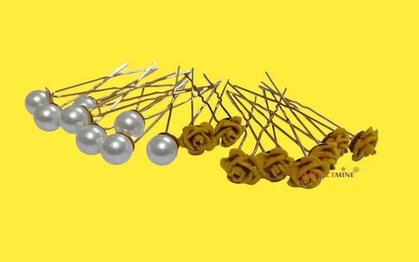 Yellow_And_White_Bridal_Hair_Bun_Pin_Accessories/Fancy_Golden_Juda_Pins_With_Artificial_Pearls_For_Women_And_Girls_-_Set_Of_16_Pcs