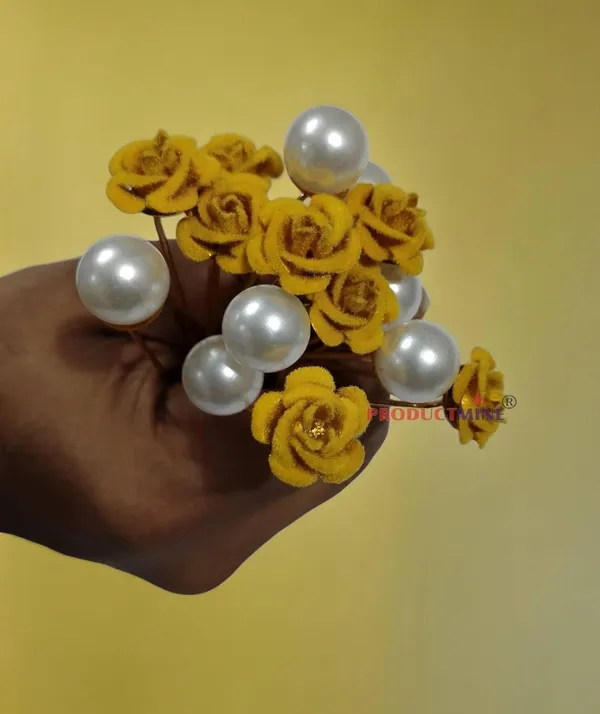 Yellow_And_White_Bridal_Hair_Bun_Pin_Accessories/Fancy_Golden_Juda_Pins_With_Artificial_Pearls_For_Women_And_Girls_-_Set_Of_16_Pcs