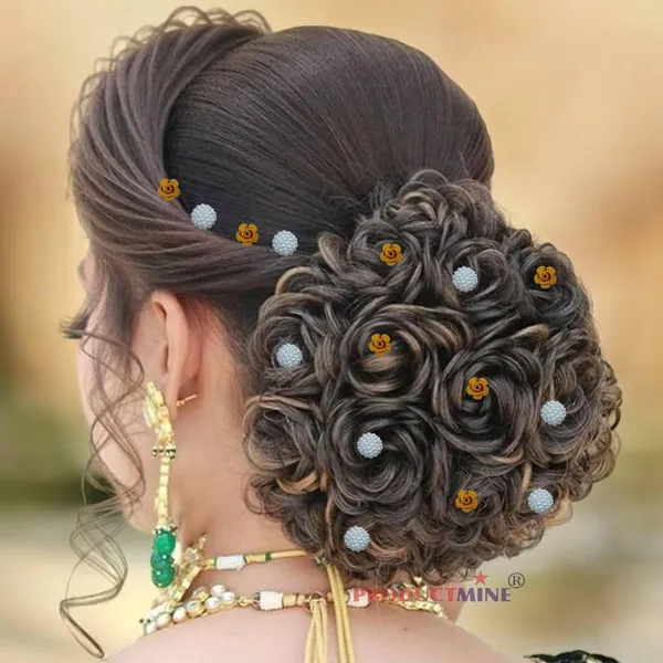 Yellow_And_White_Bridal_Hair_Bun_Pin_Accessories/Fancy_Golden_Juda_Pins_With_Artificial_Angoor_Pearls_For_Women_And_Girls_-_Set_Of_16_Pcs