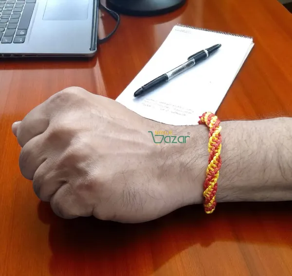 RED_AND_YELLOW_COLOUR_HANDMADE__BRACELET_ADJUSTABLE_WRISTBAND_BRACELET_FRIENDSHIP_BAND_FOR_WOMEN_AND_MEN_SKIN_FRIENDLY